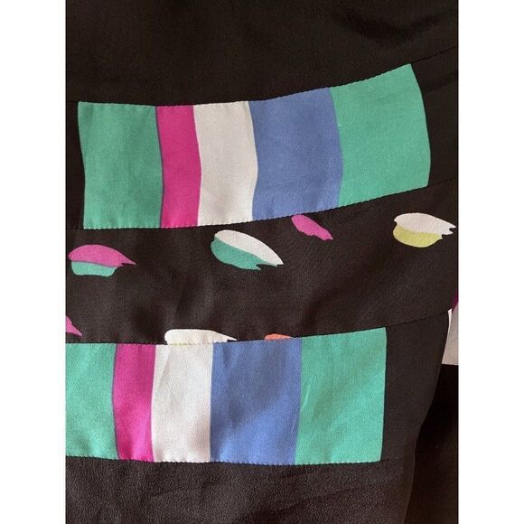 BCBGeneration Tank Dress Womens Sz 4 Black & Multicolor Stripe Skirt Mesh Straps - Picture 6 of 8